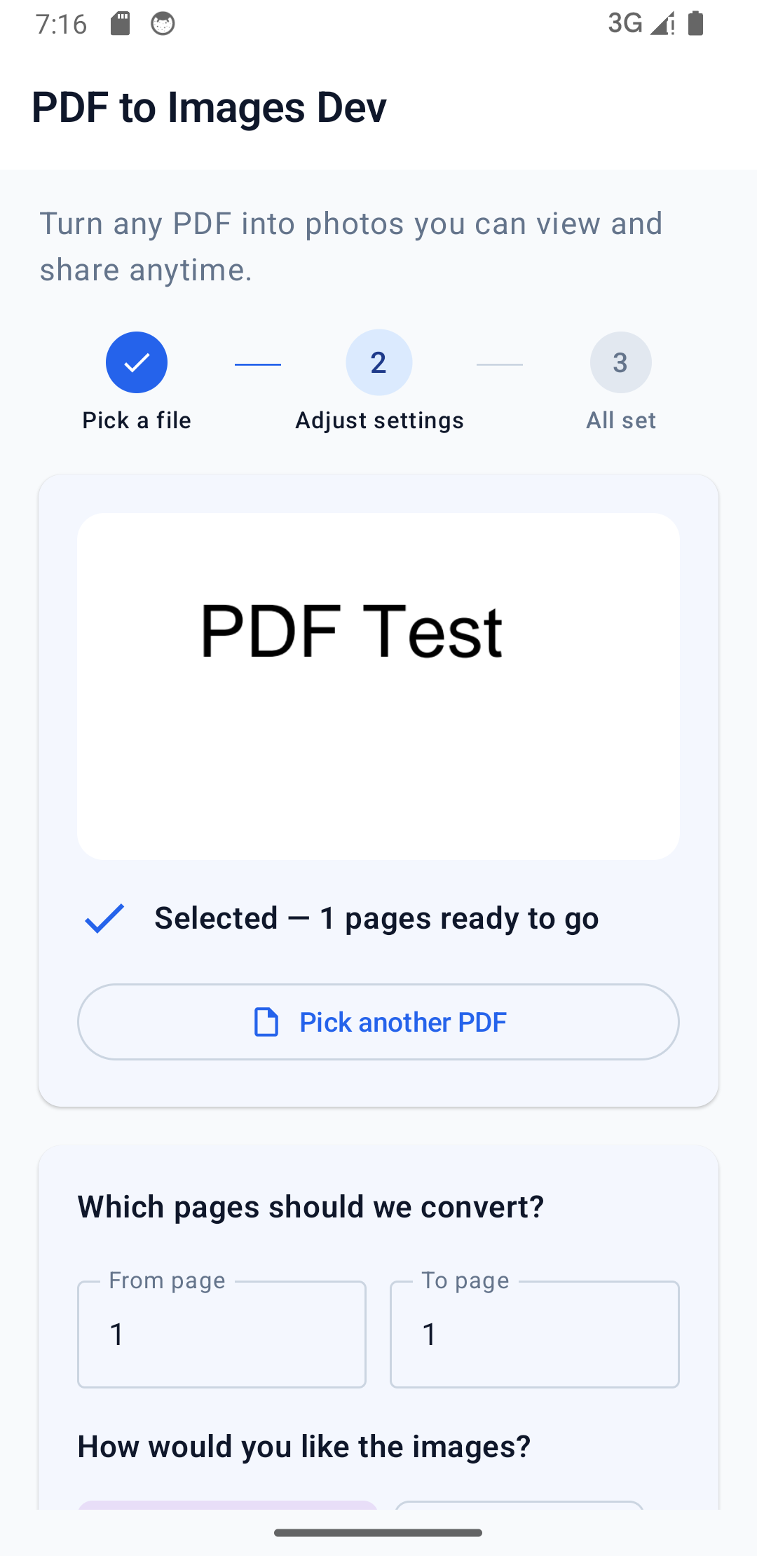 PDF 转换设置页面截图
